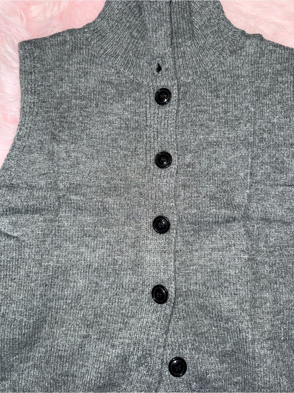 Cider Gray Sleeveless Turtleneck Button-Front Sweater Vest - Picture 6 of 7